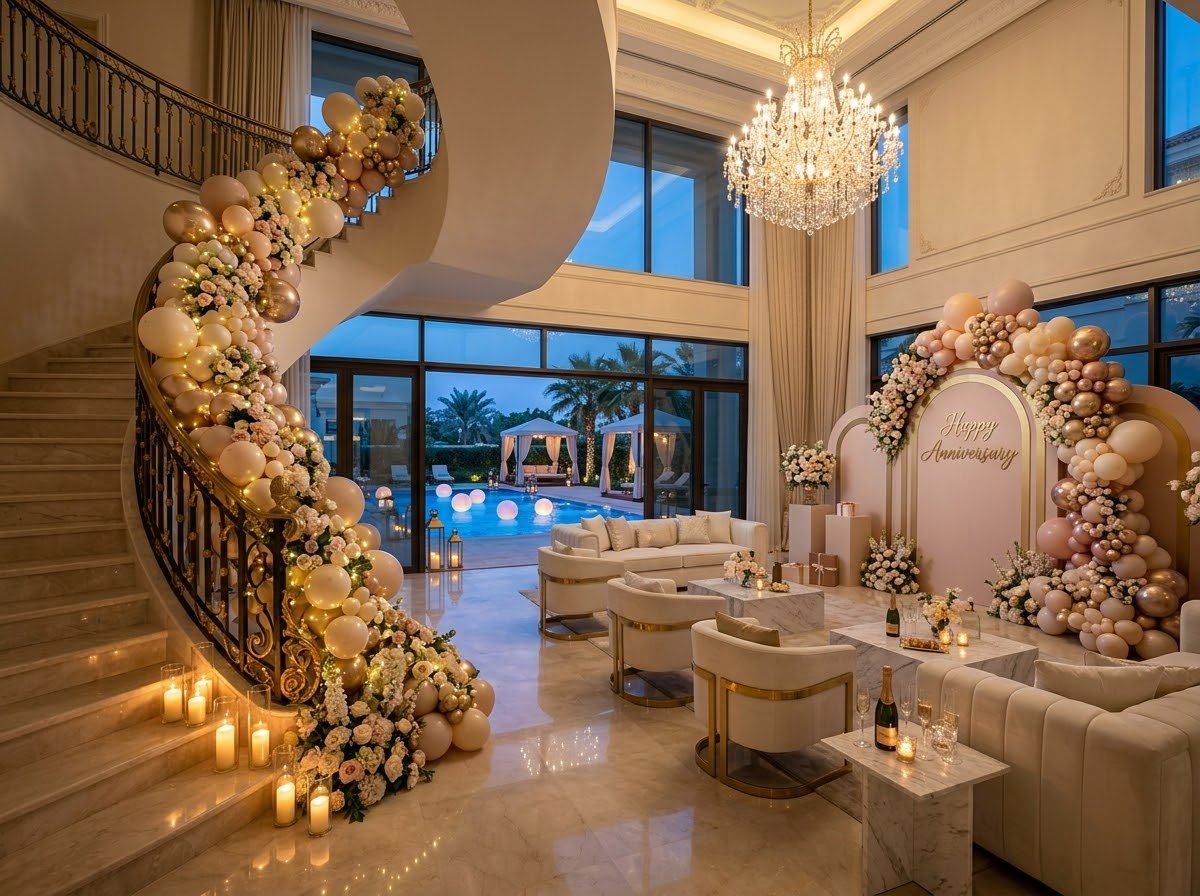 Home and villa interior party decor setup in Dubai