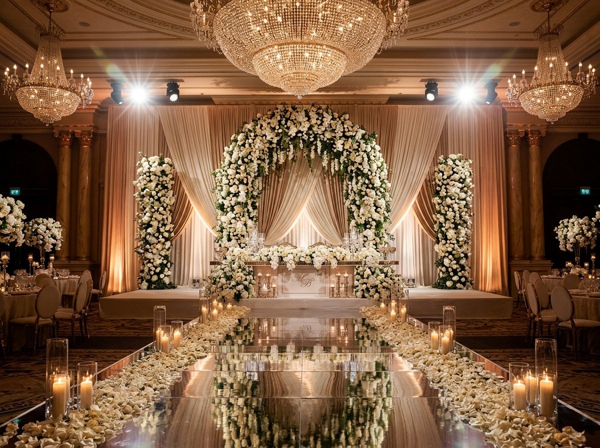 Grand wedding and engagement ceremony stage decoration in Dubai